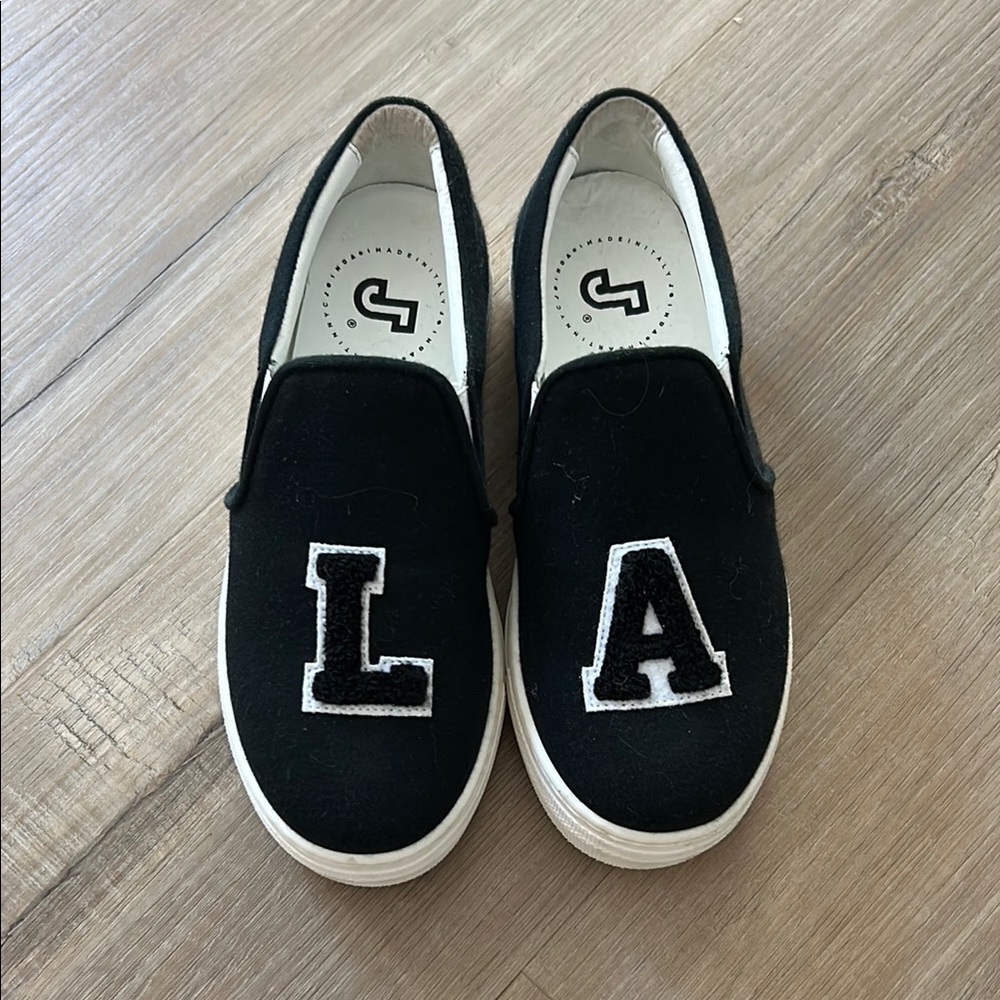 NWOT-Black Slip-On Sneakers with LA Patch